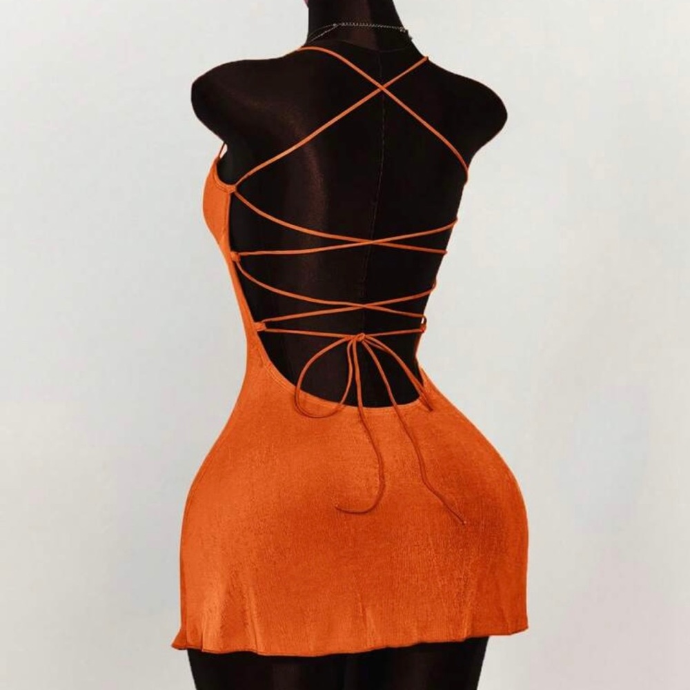 Elegant Orange Strappy Dress